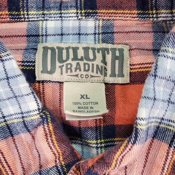 Duluth Trading Co Flannel Plaid Button Down Shirt Long Sleeve Men XL Cotton - Picture 2 of 6